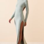 Modal Open-Back Long-Sleeve Maxi Dress in Smoke Green - Image 8