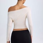 Modal One-Shoulder Ruched Top in Ivory - Image 3