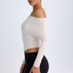 Modal One-Shoulder Ruched Top in Ivory - Image 7