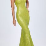 Embellished Cut-Out Bandeau Maxi Dress in Pear Green - Image 3