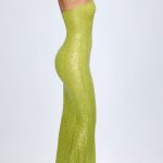 Embellished Cut-Out Bandeau Maxi Dress in Pear Green - Image 5