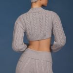 Cable-Knit Cropped Cardigan in Grey Marl - Image 2