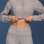 Cable-Knit Cropped Cardigan in Grey Marl - Image 4