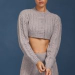 Cable-Knit Cropped Cardigan in Grey Marl - Image 6