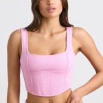 Corset Crop Top in Bubblegum Pink