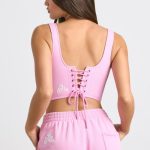 Corset Crop Top in Bubblegum Pink - Image 2