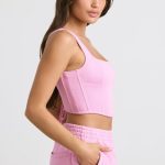 Corset Crop Top in Bubblegum Pink - Image 3