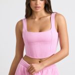 Corset Crop Top in Bubblegum Pink - Image 6