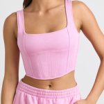 Corset Crop Top in Bubblegum Pink - Image 7