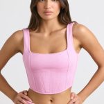 Corset Crop Top in Bubblegum Pink - Image 8