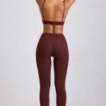 Petite Ribbed Modal High Waist Leggings in Espresso - Image 2