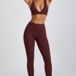 Petite Ribbed Modal High Waist Leggings in Espresso - Image 4