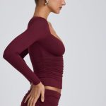 Tencel? Modal Ruched Long-Sleeve Top in Plum - Image 3