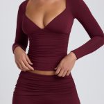 Tencel? Modal Ruched Long-Sleeve Top in Plum - Image 4