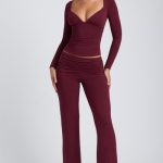 Tencel? Modal Ruched Long-Sleeve Top in Plum - Image 8