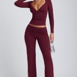 Tencel? Modal Ruched Long-Sleeve Top in Plum - Image 13