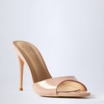Almond-Toe Heeled Mules in Patent Pink - Image 3