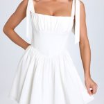 Ruched Corset Mini Dress in White - Image 5
