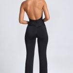 Petite Hardware Detail Plunge Halterneck Jumpsuit in Black - Image 2