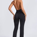 Petite Hardware Detail Plunge Halterneck Jumpsuit in Black - Image 6