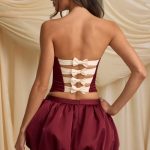 Bubble Hem Mid-Rise Mini Skirt in Wine Red - Image 3
