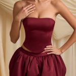 Bubble Hem Mid-Rise Mini Skirt in Wine Red - Image 5
