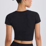 Graphic-Print Cropped T-Shirt in Black - Image 2