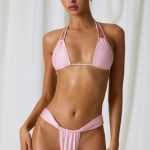 Ruched Thong Bikini Bottoms in Soft Pink - Image 5