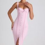 Button-Detail Midaxi Dress in Soft Pink - Image 5