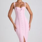 Button-Detail Midaxi Dress in Soft Pink - Image 6
