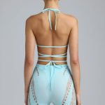 Embellished Cross-Strap Bikini Top in Ice Blue - Image 8