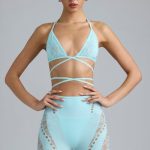 Embellished Cross-Strap Bikini Top in Ice Blue - Image 9