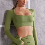 Long Sleeve Crop Top in Olive