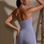 Bandeau Neckline Short Unitard in Lilac Grey - Image 2