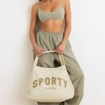 Sporty Oversized Tote Bag in Bone - Image 2