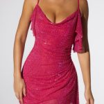 Embellished Corset Kaftan Mini Dress in Hot Pink - Image 5