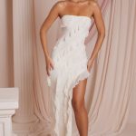 Bandeau Ruffle Detail Maxi Dress in Ivory - Image 4