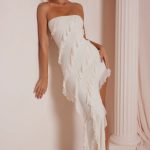 Bandeau Ruffle Detail Maxi Dress in Ivory - Image 10
