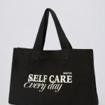 Oversized Canvas Tote Bag in Black - Image 3