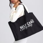 Oversized Canvas Tote Bag in Black - Image 5