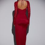 Embellished Side Split Maxi Dress in Red - Image 2