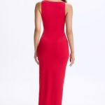 Plunge Cut-Out Maxi Dress in Cherry Red - Image 2