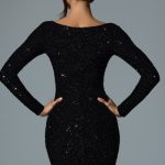 Embellished Sweetheart-Neck Mini Dress in Black - Image 2
