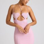 Embellished Heart Cup Detail Mini Dress in Soft Pink - Image 6