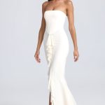 Bandeau Ruffle-Trim Corset Gown in Ivory - Image 6