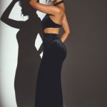 Velvet Halter Neck Maxi Dress in Jet Black - Image 3