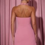 Heart-Detail Halterneck A-Line Mini Dress in Dusty Pink - Image 2