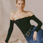 Seamless Off-Shoulder Long-Sleeve Bodysuit in Black