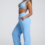 Low Rise Straight Leg Fleece Joggers in Baby Blue - Image 3