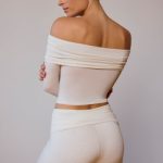 Sheer Off-Shoulder Long-Sleeve Top in Soft White - Image 2